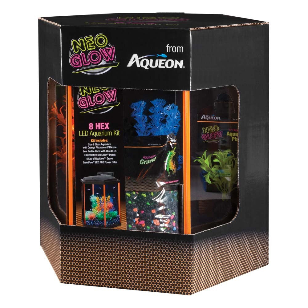 Aqueon NeoGlow LED Hexagon Aquarium Kit - 8 Gallon