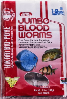 Hikari Bio-Pure Frozen Fish Food Jumbo Blood Worms 3.5oz